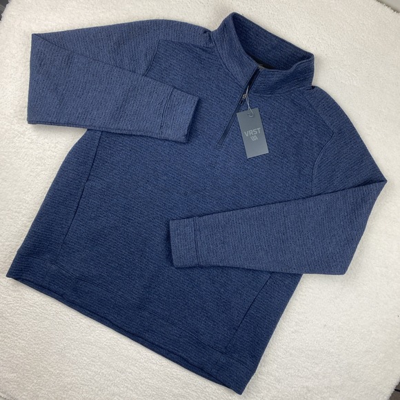 NEW VRST 'Recharge' Mens Quarter Zip Pullover XL Navy Blue Stretch Golf Sweater - Picture 1 of 15